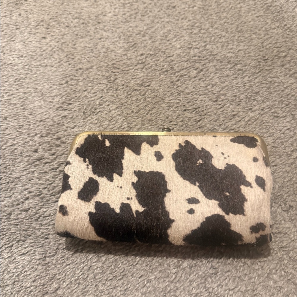 HOBO Black and White Cowhide Clutch